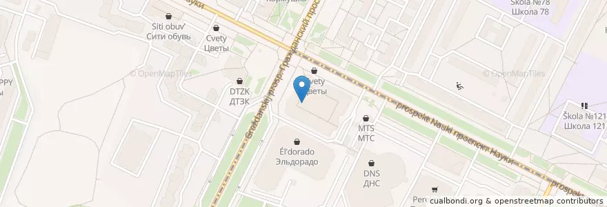Mapa de ubicacion de KFC en Russland, Föderationskreis Nordwest, Oblast Leningrad, Sankt Petersburg, Калининский Район, Округ Академическое.