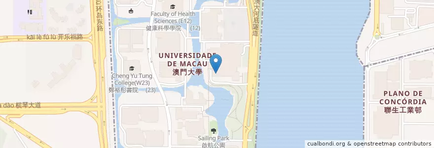 Mapa de ubicacion de Food Paradise en China, Universidade De Macau Em Ilha De Montanha 澳門大學橫琴校區, Macau, Guangdong, Taipa, Zhuhai City, 嘉模堂區 Nossa Senhora Do Carmo, Xiangzhou District.