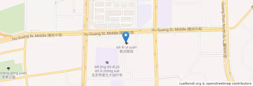 Mapa de ubicacion de 凯尔医院 en China, Peking, Hebei, 朝阳区 / Chaoyang.