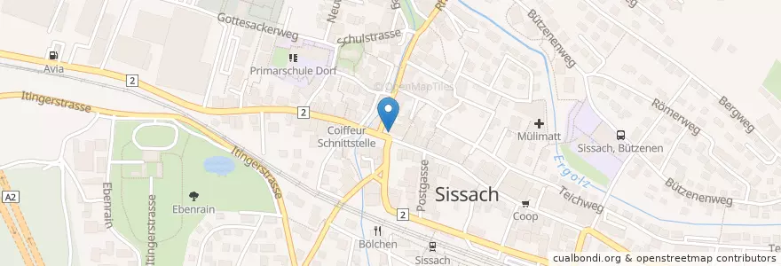 Mapa de ubicacion de Gasthaus Löwen en Schweiz, Basel-Landschaft, Bezirk Sissach, Sissach.