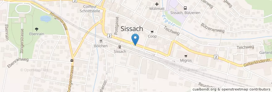 Mapa de ubicacion de Sissach Bahnhof en Switzerland, Basel-Landschaft, Bezirk Sissach, Sissach.