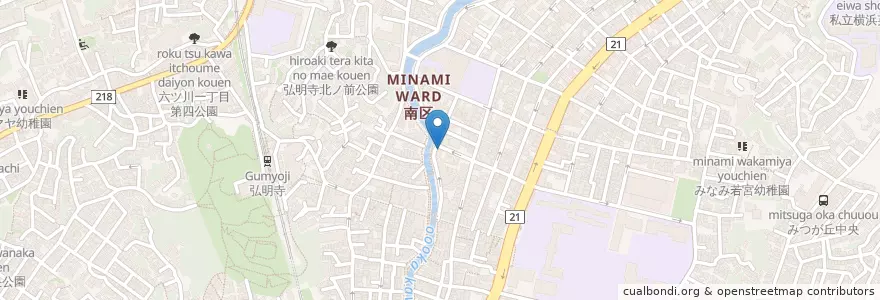 Mapa de ubicacion de 内山歯科 en Japan, 神奈川県, Yokohama, 南区.