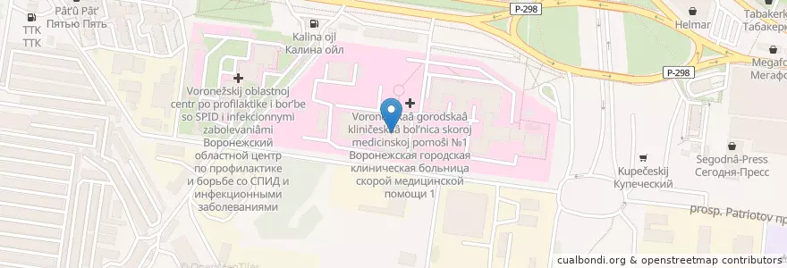 Mapa de ubicacion de Столовая, только для пациентов en Russland, Föderationskreis Zentralrussland, Oblast Woronesch, Городской Округ Воронеж.