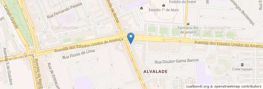 Mapa de ubicacion de Pastelaria Luanda en Portugal, Aire Métropolitaine De Lisbonne, Lisbonne, Grande Lisboa, Lisbonne, Alvalade.
