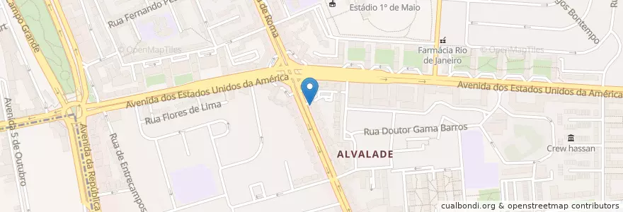 Mapa de ubicacion de Farmácia Avis en 포르투갈, Área Metropolitana De Lisboa, Lisboa, Grande Lisboa, 리스본, Alvalade.