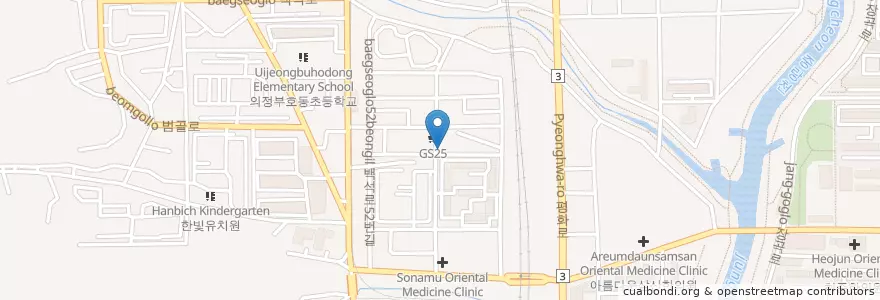 Mapa de ubicacion de 부어치킨 en 韩国/南韓, 京畿道, 议政府市.