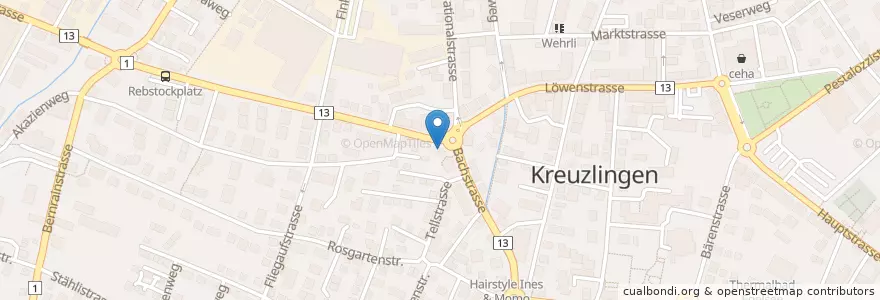 Mapa de ubicacion de Pizzeria Trattoria Padrino en Schweiz, Thurgau, Bezirk Kreuzlingen, Kreuzlingen.