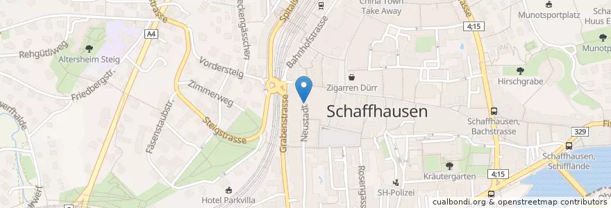 Mapa de ubicacion de Neustadt en Suisse, Schaffhouse, Schaffhouse.