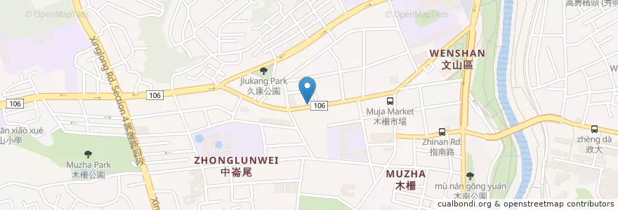 Mapa de ubicacion de 摩斯漢堡木柵店 en Taiwan, 新北市, Taipé, 文山區.