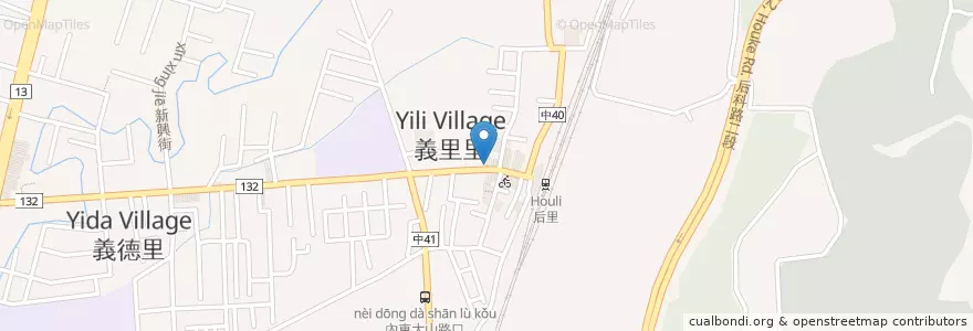 Mapa de ubicacion de 蔥一塊手工蔥油餅 en Taiwan, Taichung, Distretto Di Houli.