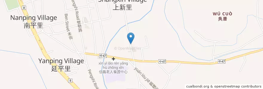 Mapa de ubicacion de 中式西式早點 en 臺灣, 臺中市, 東勢區.