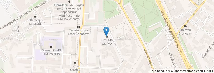 Mapa de ubicacion de ОмГМА en Rusia, Distrito Federal De Siberia, Omsk, Омский Район, Городской Округ Омск.