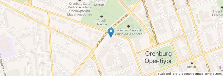 Mapa de ubicacion de Травмпункт №1, ГКБ №4 en Rusia, Приволжский Федеральный Округ, Óblast De Oremburgo, Городской Округ Оренбург.