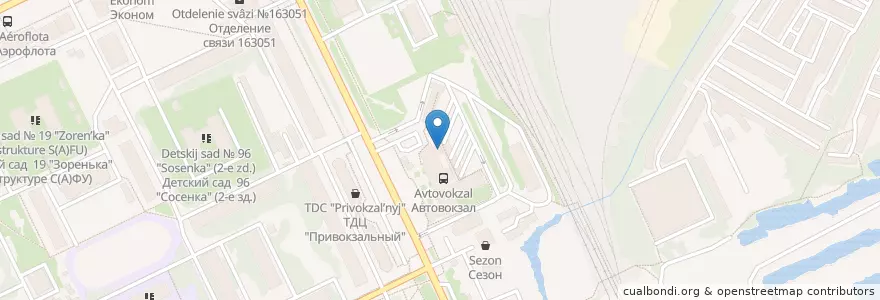 Mapa de ubicacion de Кафе-бар "У Катюши" en Russia, Northwestern Federal District, Arkhangelsk Oblast, Primorsky District, Городской Округ Архангельск.