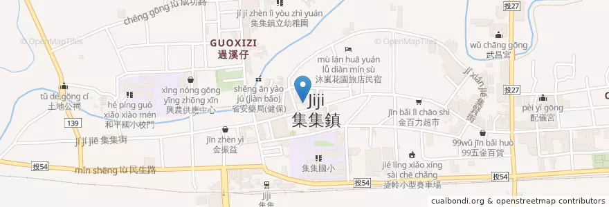 Mapa de ubicacion de 中華郵政集集郵局 en Taiwán, Provincia De Taiwán, Condado De Nantou, 集集鎮.