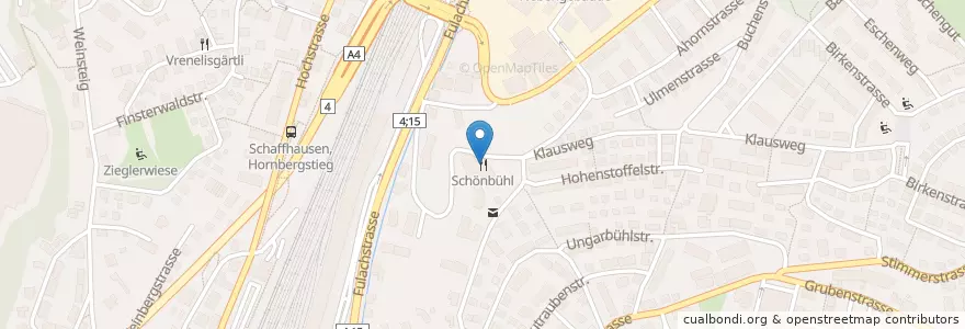 Mapa de ubicacion de Schönbühl en 瑞士, Schaffhausen, Schaffhausen.