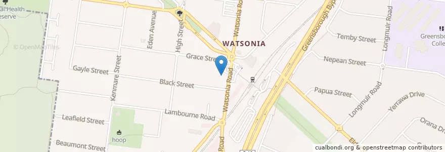 Mapa de ubicacion de Watsonia Licensed Post office en 오스트레일리아, Victoria, City Of Banyule.