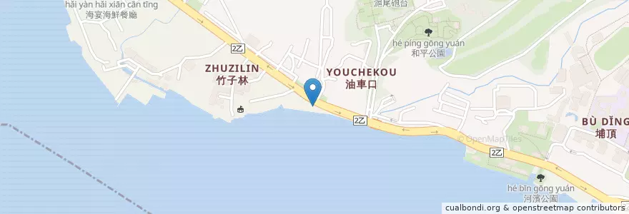 Mapa de ubicacion de 翠園炭火燒肉 en Tayvan, 新北市, 淡水區.