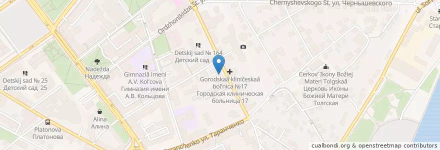 Mapa de ubicacion de Аптека № 16 en Russia, Distretto Federale Centrale, Oblast' Di Voronež, Городской Округ Воронеж.