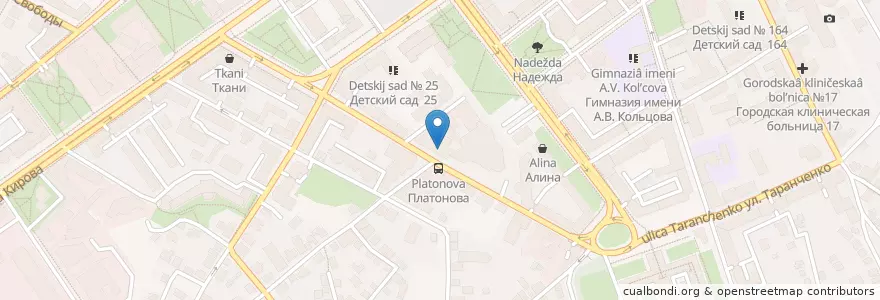 Mapa de ubicacion de Воронежский областной суд en Rusia, Distrito Federal Central, Óblast De Vorónezh, Городской Округ Воронеж.