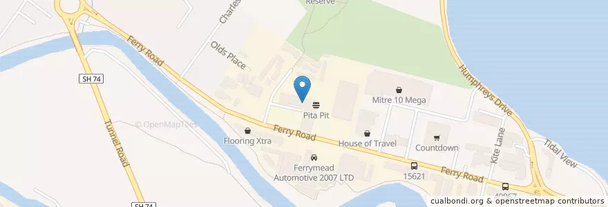 Mapa de ubicacion de @Tonys Teppan Yaki Restaurant en 뉴질랜드, Canterbury, Christchurch City, Linwood-Central-Heathcote Community, Ferrymead.