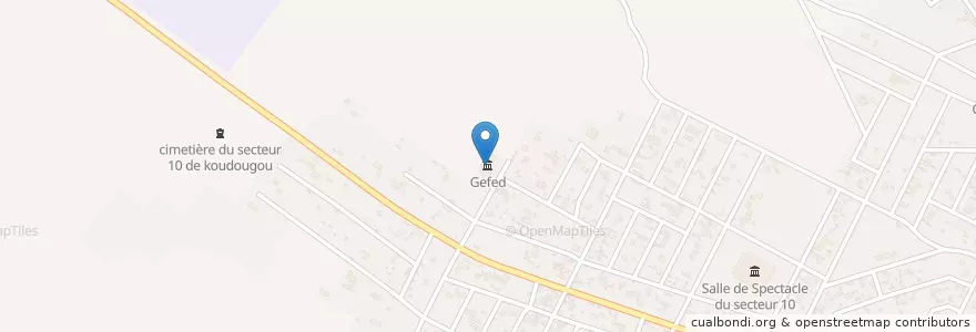 Mapa de ubicacion de Gefed en بوركينا فاسو, وسط كويست, Boulkiemdé, Koudougou, Koudougou.