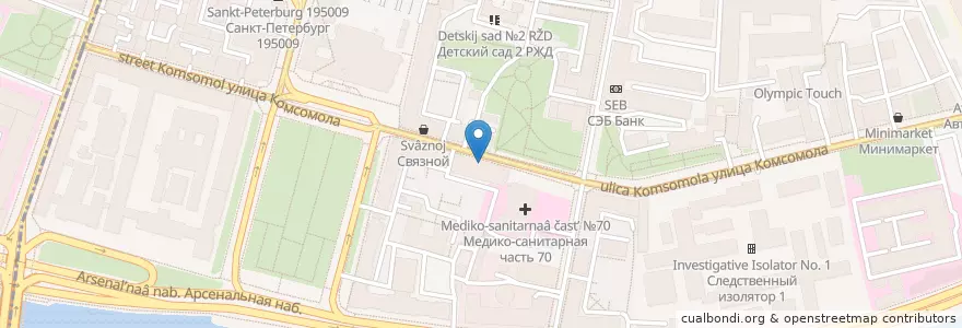 Mapa de ubicacion de Поликлиника №16 en Russie, District Fédéral Du Nord-Ouest, Oblast De Léningrad, Saint-Pétersbourg, Финляндский Округ.