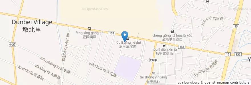 Mapa de ubicacion de 后里區 en Taiwán, Taichung, 后里區.