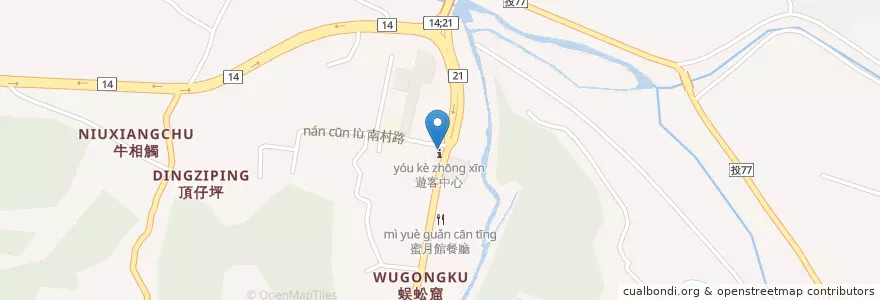 Mapa de ubicacion de 姨姨塔塔 en 台湾, 台湾省, 南投県, 埔里鎮.