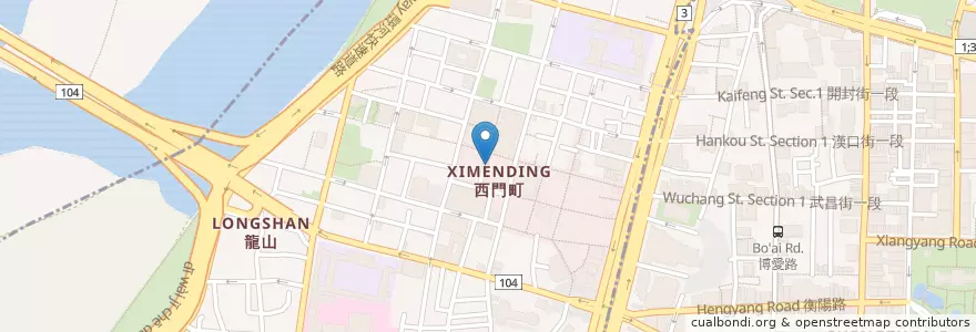 Mapa de ubicacion de 金元寶牛肉麵 en Tayvan, 新北市, Taipei, 萬華區.