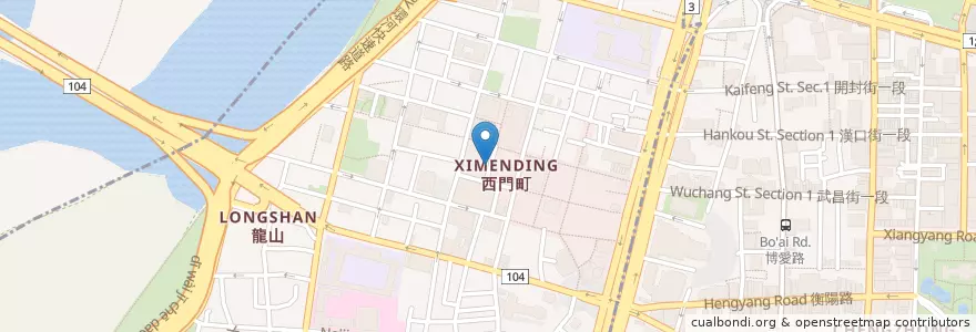 Mapa de ubicacion de 金園排骨武昌店 en Taiwan, Nuova Taipei, Taipei, Distretto Di Wanhua.