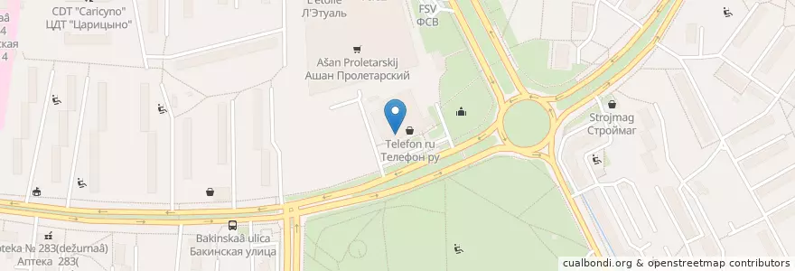 Mapa de ubicacion de Горздрав en Rusland, Centraal Federaal District, Moskou, Южный Административный Округ, Район Царицыно.