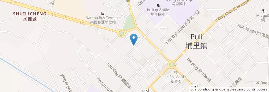 Mapa de ubicacion de 彰化商業銀行 en Taiwan, Taiwan Province, Nantou County, Puli Township.