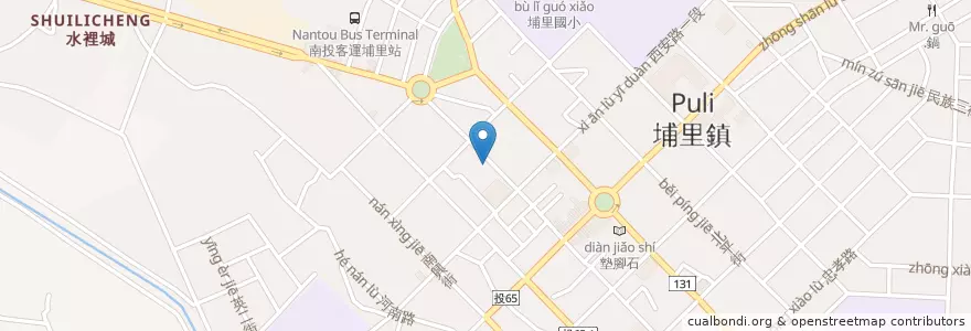 Mapa de ubicacion de 城隍廟 en تايوان, مقاطعة تايوان, مقاطعة نانتو, 埔里鎮.