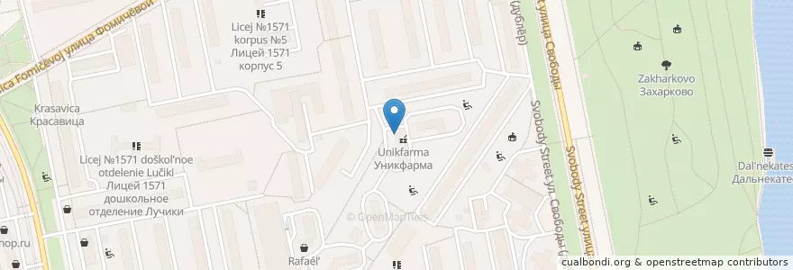 Mapa de ubicacion de Уникбьюти en Russia, Distretto Federale Centrale, Москва, Северо-Западный Административный Округ, Район Северное Тушино.