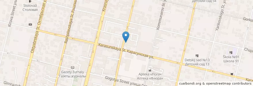 Mapa de ubicacion de ЮниКредит en Rusia, Южный Федеральный Округ, Krai De Krasnodar, Городской Округ Краснодар.