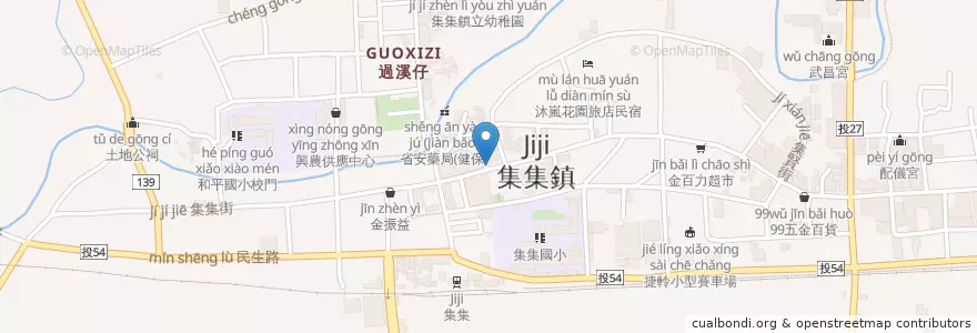 Mapa de ubicacion de 集集鎮長老教會 en تايوان, مقاطعة تايوان, مقاطعة نانتو, 集集鎮.