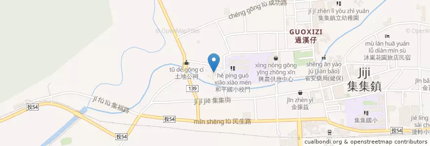 Mapa de ubicacion de 大眾爺廟 en تایوان, 臺灣省, 南投縣, 集集鎮.