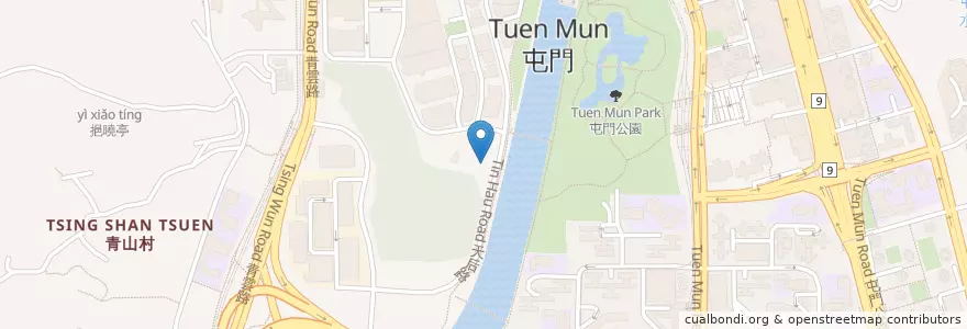 Mapa de ubicacion de 天后路公廁 Tin Hau Road Public Toilet en China, Hong Kong, Cantão, Novos Territórios, 屯門區 Tuen Mun District.