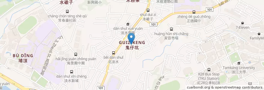 Mapa de ubicacion de 水碓郵局 en Taiwan, 新北市, 淡水區.