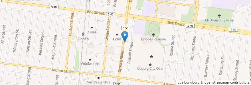Mapa de ubicacion de ANZ en أستراليا, ولاية فيكتوريا, City Of Moreland.