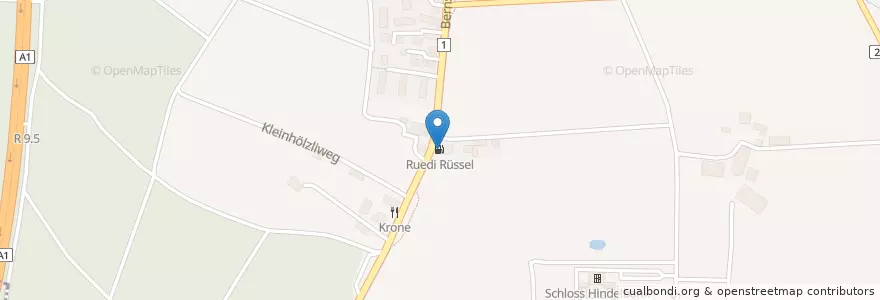 Mapa de ubicacion de Ruedi Rüssel en Schweiz/Suisse/Svizzera/Svizra, Bern/Berne, Verwaltungsregion Emmental-Oberaargau, Verwaltungskreis Emmental, Hindelbank.