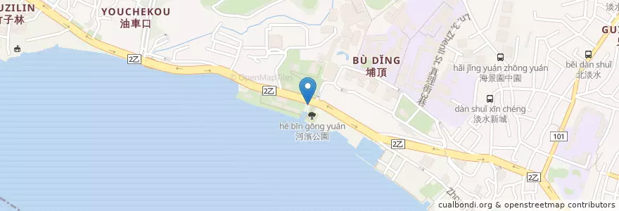 Mapa de ubicacion de 漁人咖啡西餐 en Taiwan, 新北市, 淡水區.