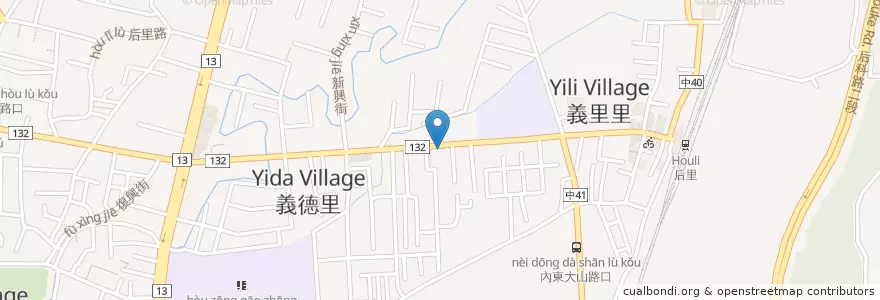 Mapa de ubicacion de 中華郵政 en Tayvan, Taichung, 后里區.