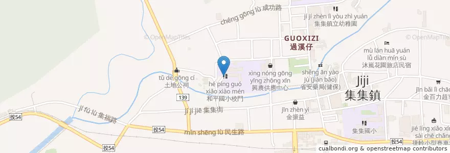 Mapa de ubicacion de 和平國小校門 en Taiwan, Taiwan Province, Nantou County, Jiji Township.