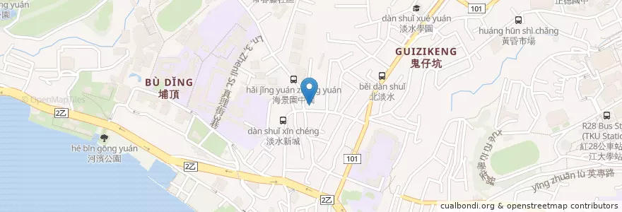 Mapa de ubicacion de 消防局淡水分隊 en 타이완, 신베이 시, 단수이 구.