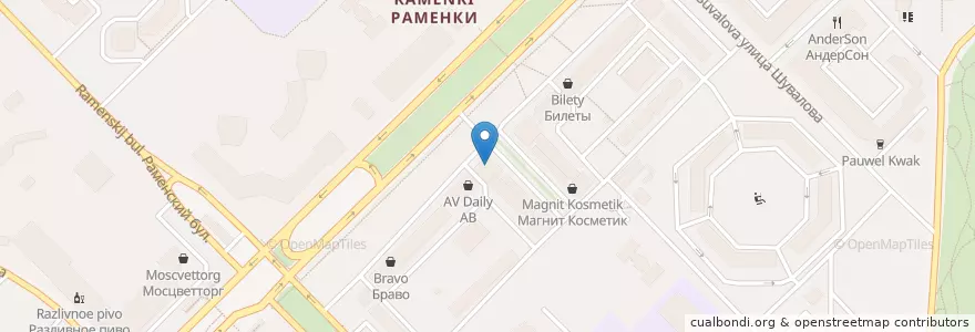 Mapa de ubicacion de Макдоналдс en Rusland, Centraal Federaal District, Moskou, Западный Административный Округ, Район Раменки.