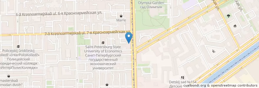Mapa de ubicacion de Smoke Food Bar en ロシア, 北西連邦管区, レニングラード州, サンクト ペテルブルク, Адмиралтейский Район, Округ Измайловское.