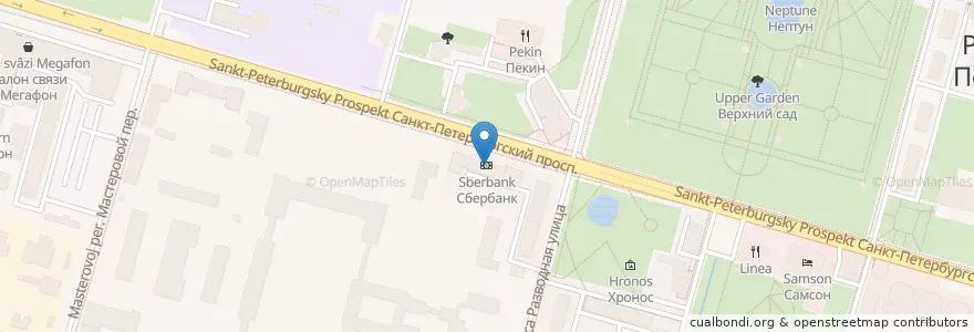 Mapa de ubicacion de Сбербанк en Russie, District Fédéral Du Nord-Ouest, Oblast De Léningrad, Saint-Pétersbourg, Петродворцовый Район, Peterhof.