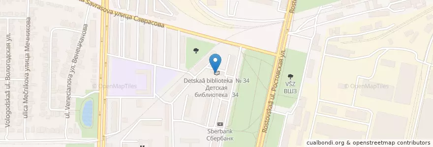 Mapa de ubicacion de Детская библиотека № 34 en Rússia, Distrito Federal Central, Oblast De Voronej, Городской Округ Воронеж.